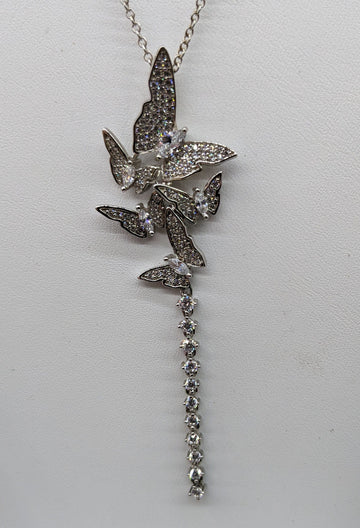 The Pink Pigs Fine Fashion Jewelry SET Necklace Fluttering Butterflies Necklace and Earrings-TOP Quality, Spectacular!